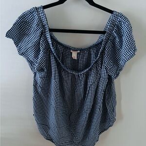 Mossimo Supply Co. Navy Gingham Blouse